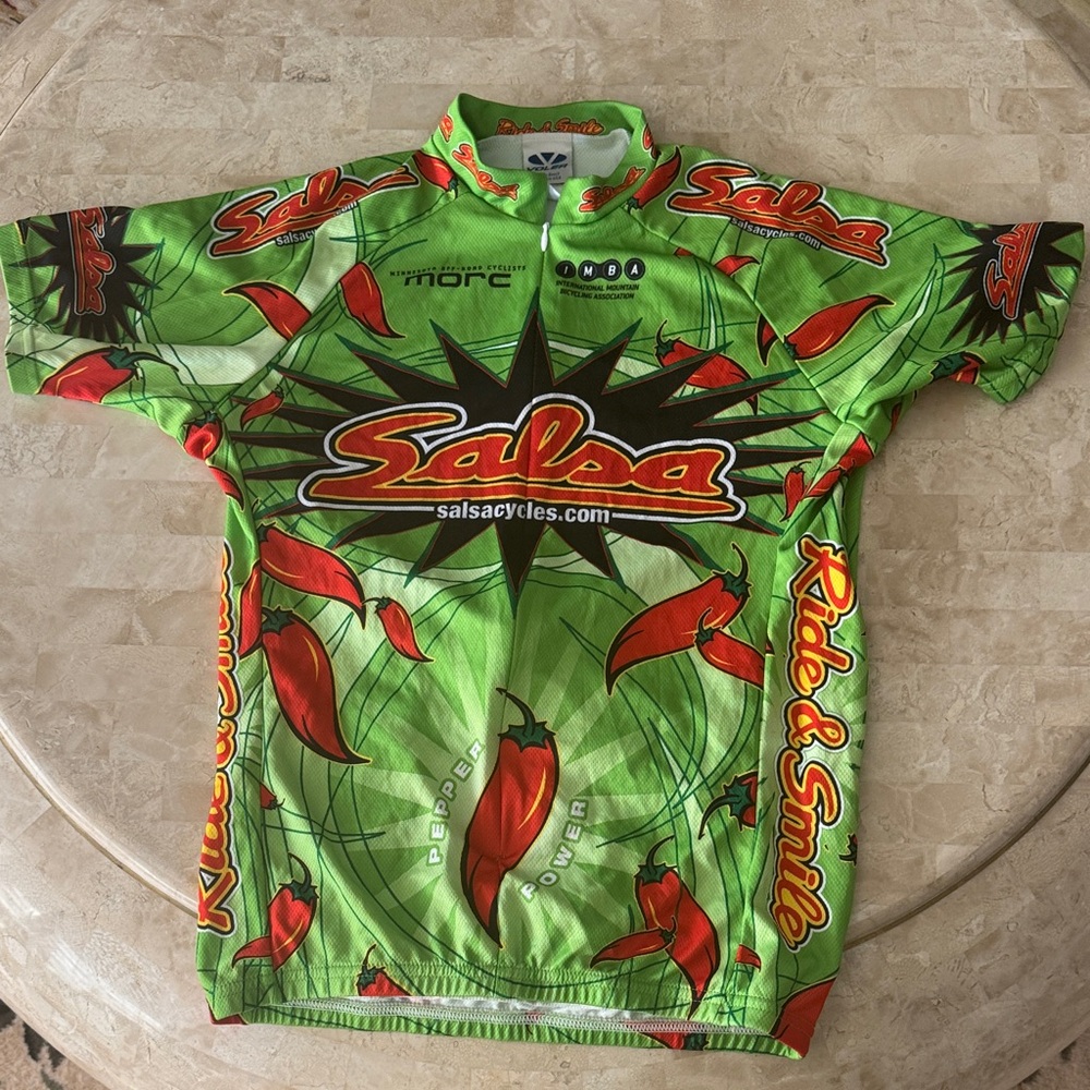Salsa Cycles Green and Red Cycling Jersey -M